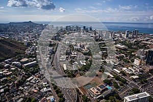 Beautiful Aerial View Scenic Downtown Honolulu Oahu Hawaii photo